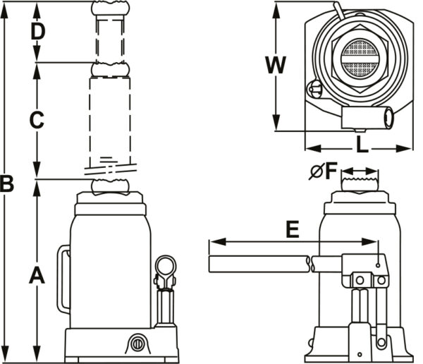 10500 50 Ton bottle jack screw type OMEGA LIFT EQUIPMENT