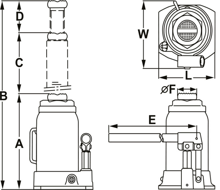 10500 50 Ton bottle jack screw type OMEGA LIFT EQUIPMENT